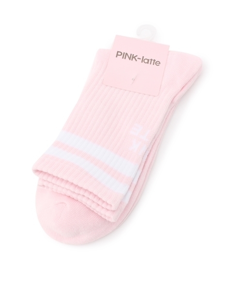 新品 PINK-latte ライン入りショートソックス 22-24cm ベビーピンク 1足 定価540円 140円発送可 1足の出品になります。