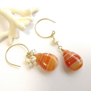 【sale】14Kgf カーネリアン アシメピアスチャーム