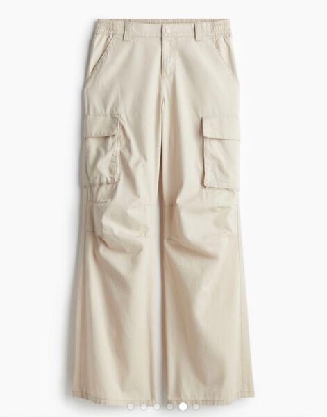 H&M レディース キャンバスカーゴパンツ ライトベージュ EUR42
