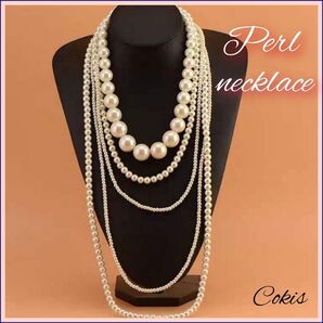 新品 パール5連ネックレス アクセサリー ネックレス パールネックレス おしゃれ 華やか ゴージャス 人工真珠 b