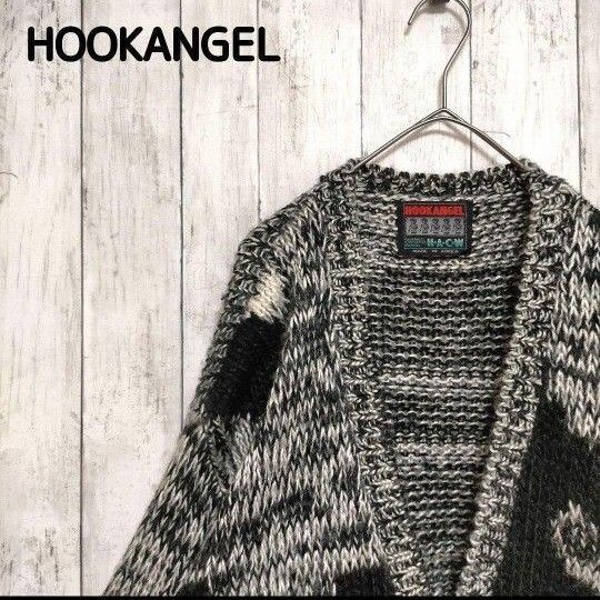 【HOOKANGEL】韓国製 肉厚ニットカーディガン セーター 大きめ 総柄