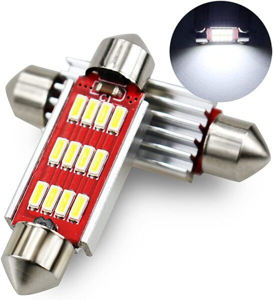 『送料無料』T10 41mm LED ルームランプ ホワイト 6000K 4014SMD 12連 12V車用 キャンセラー内蔵 定電流回路 ライト 2個 Na 白 バルブ