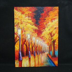 油絵 油彩 油彩画 絵 絵画【夜の秋】 油彩 油絵