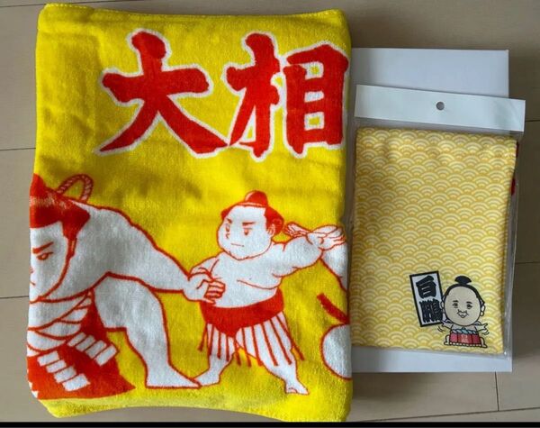 どすこい!大相撲 フェイスタオル+相撲協会グッズ 白鵬(宮城野親方)イラスト巾着袋