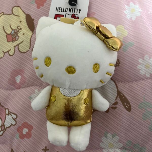 ハローキティ 50周年 マスコット ぬいぐるみ ゴールド アベイル