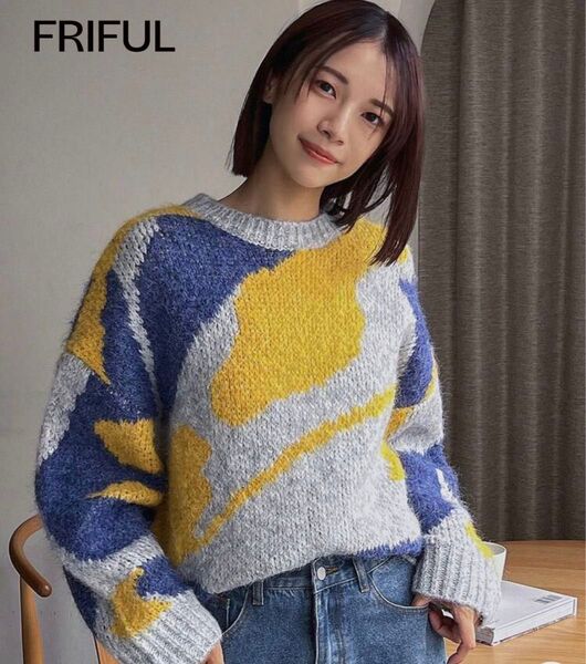 FRIFUL グラフィックパターン ドロップショルダー セーター shein