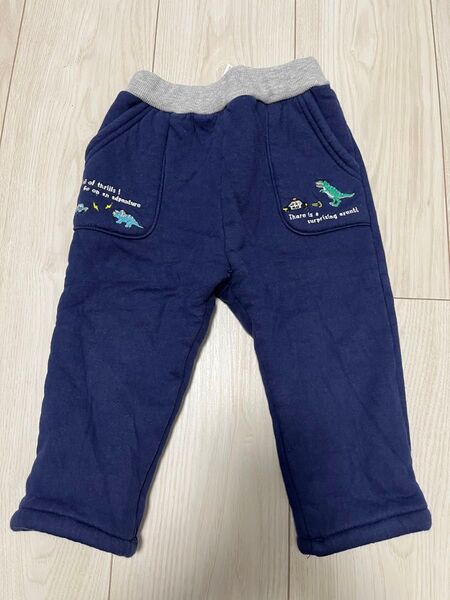 恐竜柄 スウェットパンツ キルトパンツ 裏起毛 90