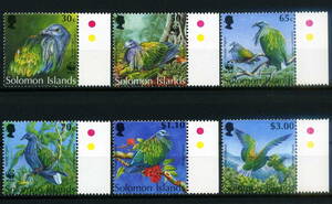 ★1993年 ソロモン諸島 世界の鳥基金 6種完 未使用切手(MNH)(SC#761-766)◆ZJ-436◆送料無料