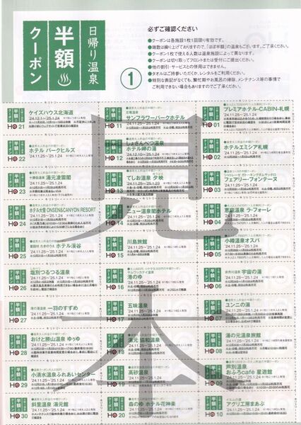 【新春特価!】北海道 温泉 半額クーポン