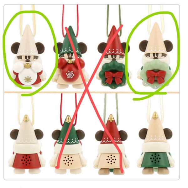お値下げ クリスマス リルリンリン カプセルトイ ディズニー ガチャ オーナメント 帽子 白 衣装