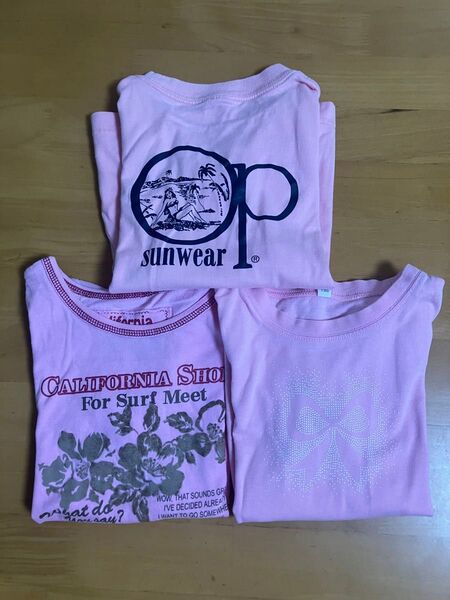 半袖Tシャツ Tシャツ キッズ 女の子 トップス 古着 長袖Tシャツ ピンク 小学生 キッズ