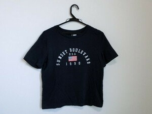 (32602)H&M　エイチアンドエム　Tシャツ　カットソー　半袖　ネイビー　EUR/S　USED