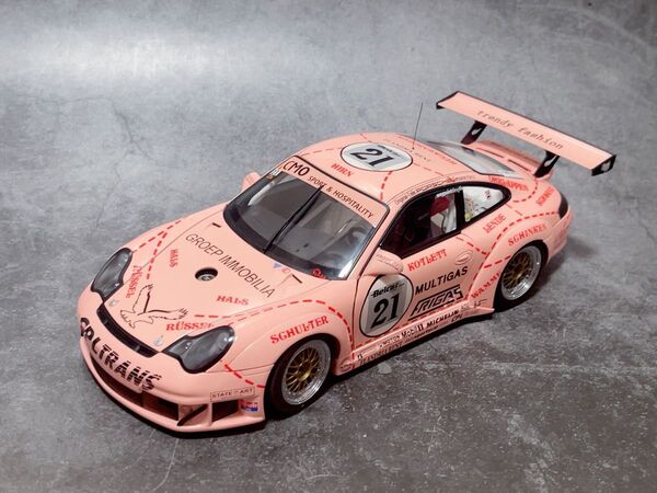 オートアート 1/18 ポルシェ911(996)GT3 RSR 2006 ZOLDER #21 ピンクピグ autoart
