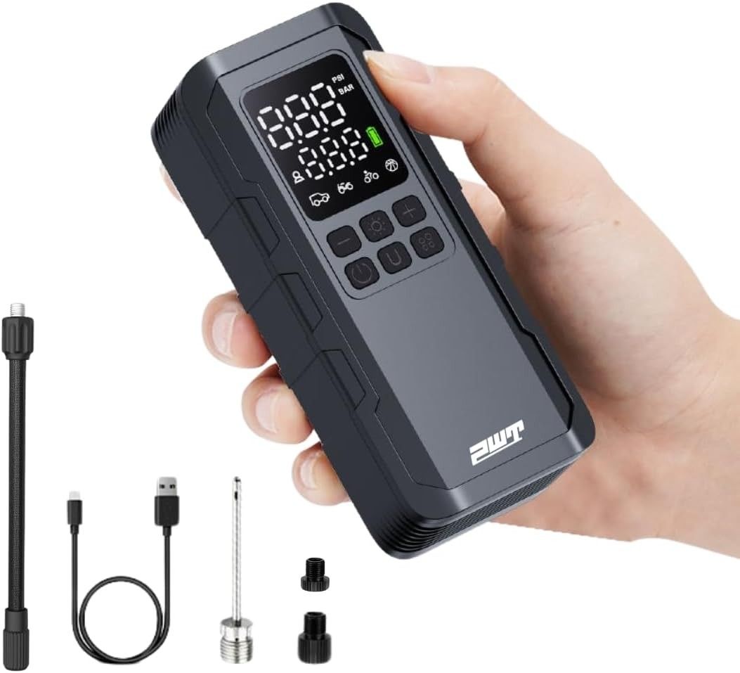 PWT 充電式 電動エアーポンプ 空気入れ 自動車用 オートバイ用 自転車用 6000mah 150PSI
