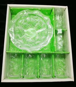 ●佐々木硝子　ガラス製　グラス6つ　お皿1枚　新苑　ビールグラス　おつまみ　ビール　アルコール　ジュース　宴会　年末年始　　#329　