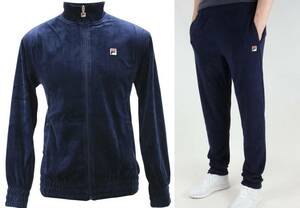 日本未入荷 アメリカ限定 【M】 FILA フィラ Velour ベロア 上下 セットアップ 紺 トラックジャケット パンツ USA正規品 トラックスーツ