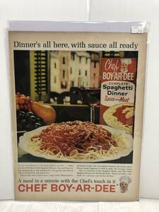 1962年6月29日号LIFE誌広告切り抜き【CHEF BOY-AR-DEE/スパゲティソース】アメリカ買い付け品60sビンテージバーカフェレストラン