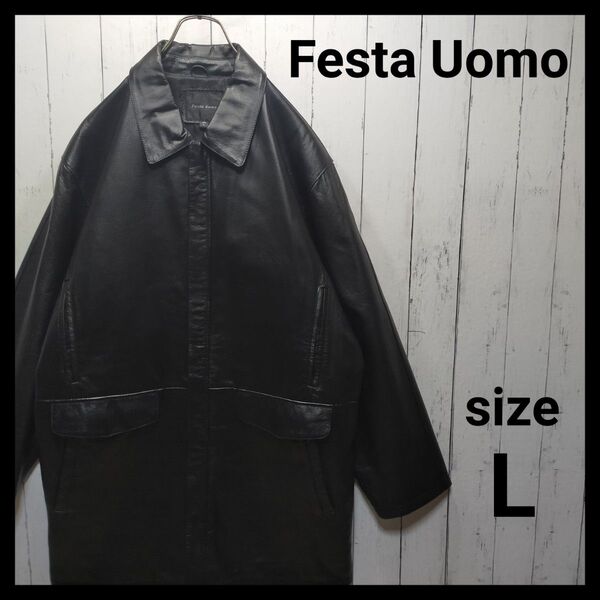 【Festa Uomo】Leather Middle Coat D2110