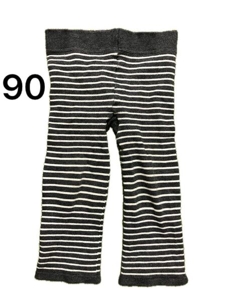 無印良品 90 パンツ レギンス 長ズボン ボーダー グレー ストレッチ ボトムス パンツ 無印