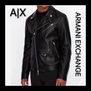 A|X ARMANI EXCHANGE シープレザー ライダースジャケット