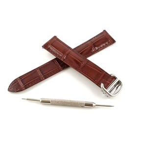18mm カウハイドレザー 革ベルト ブラウン 茶色 Dバックル付属 【対応】カルティエ タンク等 Cartier