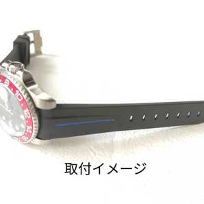 腕時計 シリコンラバーベルト 20mm カーブエンド ブラック×ブルー 黒×青 【対応】ロレックス サブマリーナ/GMTマスター/デイトナ Rolex