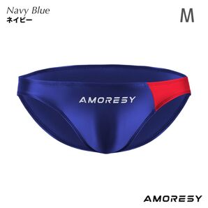AMORESY Oceanus メンズ 極薄 ビキニ 競パン バイカラー ブリーフ サポーター ローライズ インナー下着 Vパンツ