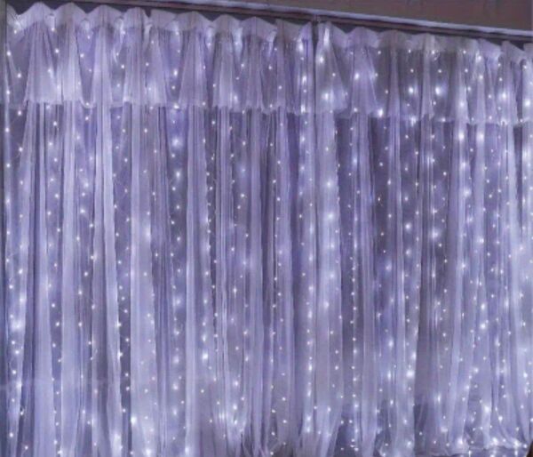 LEDカーテンライト 6m×3m 600LED White USB リモコン付き