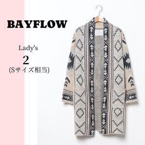 BAYFLOW*ネイティブ柄 ロングジャガードカーディガン S ガウン