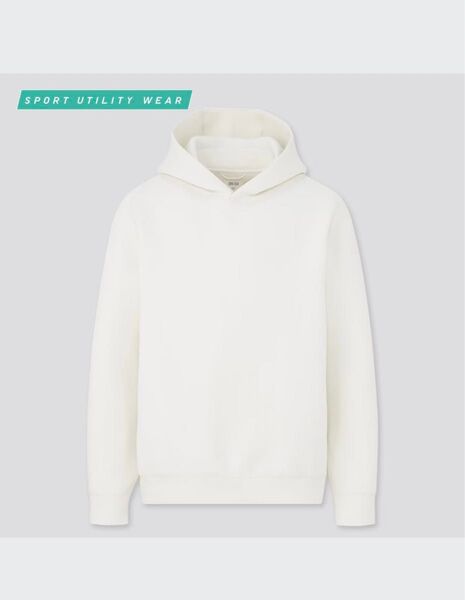 UNIQLO ユニクロ ウルトラストレッチドライスウェットプルパーカ(長袖) プルオーバー 白 ホワイト ダンボールパーカー