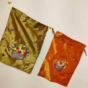 ベトナム土産 リボン刺繍の巾着まとめて