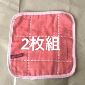 【ガーゼ2枚組】タオル/ハンカチ:赤×2枚