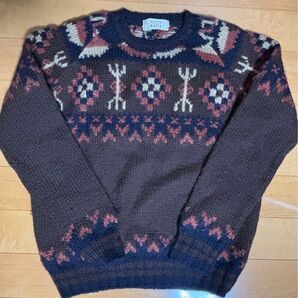 ヴィンテージ セーター 大人レトロ ノルディク柄 メンズビギ 長袖 ウール デザインニット