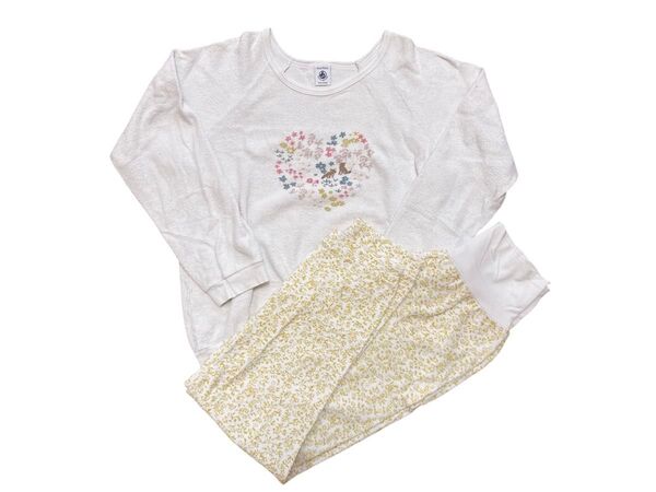 152cm 美品 PETIT BATEAU パイル生地 パジャマ 上下セット
