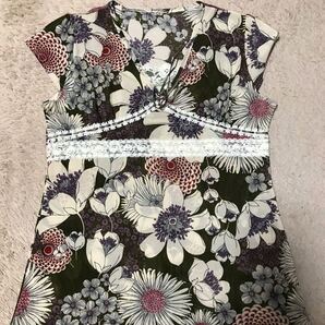 6花柄 エレガント ノースリーブ チュニック