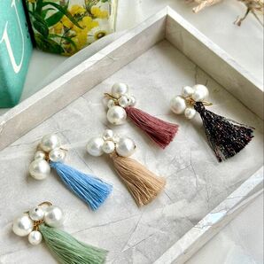コットンパール*タッセル*ピアス/イヤリング
