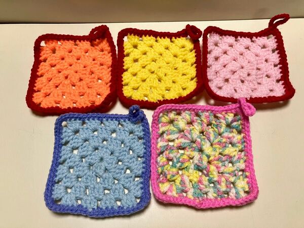 アクリルタワシ 5個セット ハンドメイド 四角