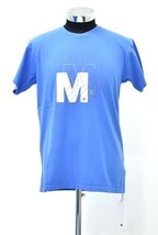 M （エム） washed crew neck t-shirts slide プリント クルーネックTシャツ 半袖 S/S T-SHIRT ロゴ スター TEE WASHED SAX M_画像1