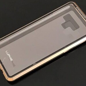 最終1個 NOTE9 金/黒 両面ガラス アルミフレー厶フルカバーケース