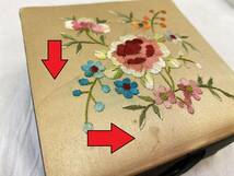 【ジュエリーケース】刺繍が美しい 正方形 アジアン 和風 花 フラワー 宝箱 小物入れ 　 _画像8