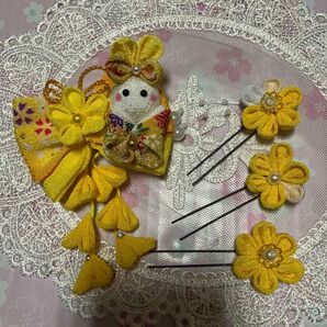 和装小物 髪飾り 子供用。お正月、七五三、お雛様。ちりめん細工