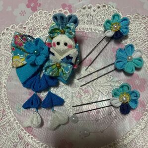 和装小物 髪飾り 子供用。お正月、七五三、お雛様。ちりめん細工。