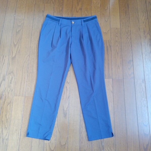 1648【中古】Paradiso Golf パラディーゾゴルフ ゴルフウェア ロング パンツ メンズ サイズ L 裾スリット 2タックパンツ 青紺