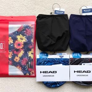 B.V.D&BROS&HEAD ビキニ ブリーフ Mサイズ 花柄&シンプル&デザイン ネイビーブルー 5枚セット