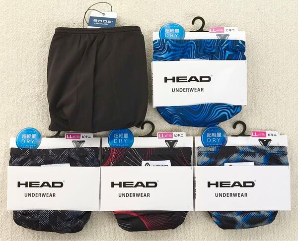本日迄!BROS&HEAD ビキニ ブリーフ LLサイズ シンプル&デザイン ブルー 5枚セット