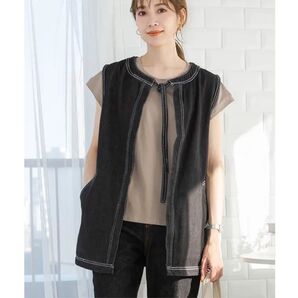 【美品】 DONOBAN デニムミドルジレ デニムジレ ブラック F