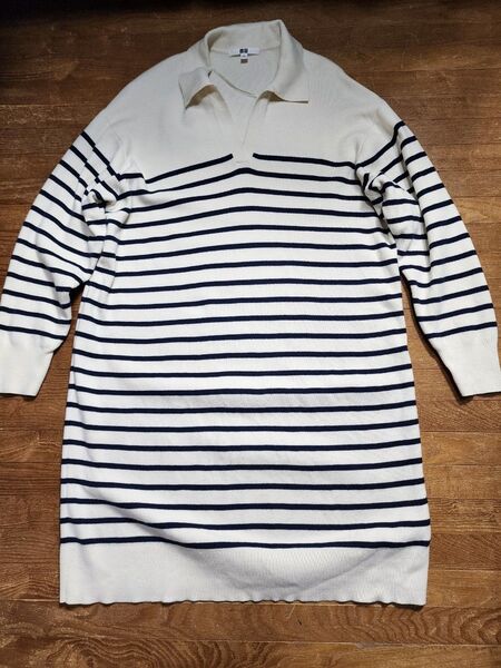 ユニクロUNIQLO コットンボーダー柄チュニックワンピース 3XL
