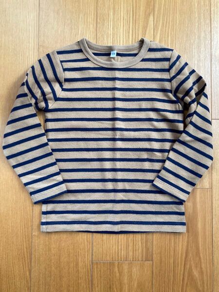 無印良品 長袖 ロンT カットソー ボーダー ネイビー ベージュ 110cm
