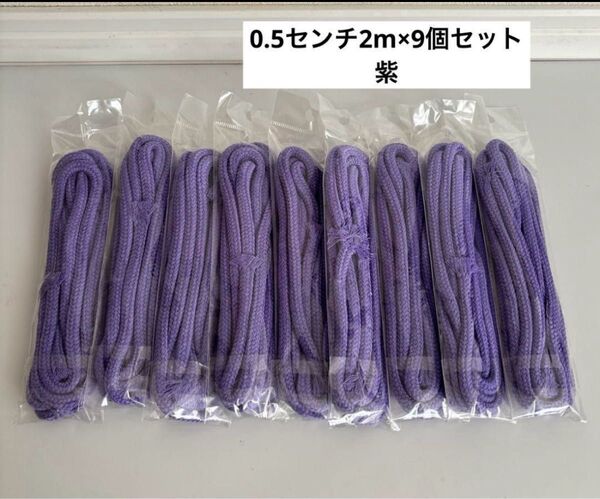 カラー紐 アクリル紐 2m 0.5センチ 9個セット 18メートル 紫 パープル