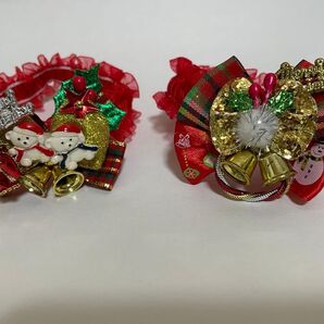 犬 ペット 首輪 首飾り シュシュ クリスマス 2点セット
